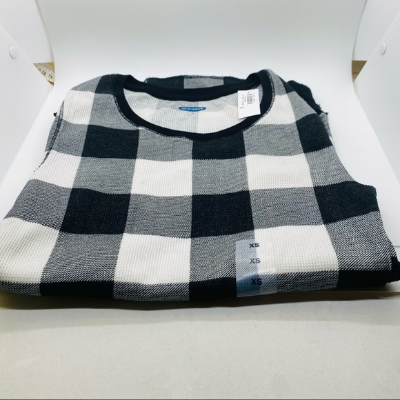 NWT Old Navy Waffle Shirt Black & White  XS - Picture 7 of 11